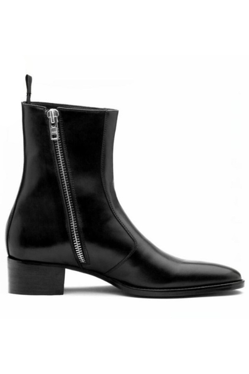 Luxury Genuine Leather High Top Handmade Wedge Harry Men Boots Side Zipper England Bota Chelsea Men Shoes