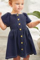 Vêtements d'été pour petites filles, bleu marine, chemise à boutons, pour enfants de 2 à 7 ans, nouvelle collection