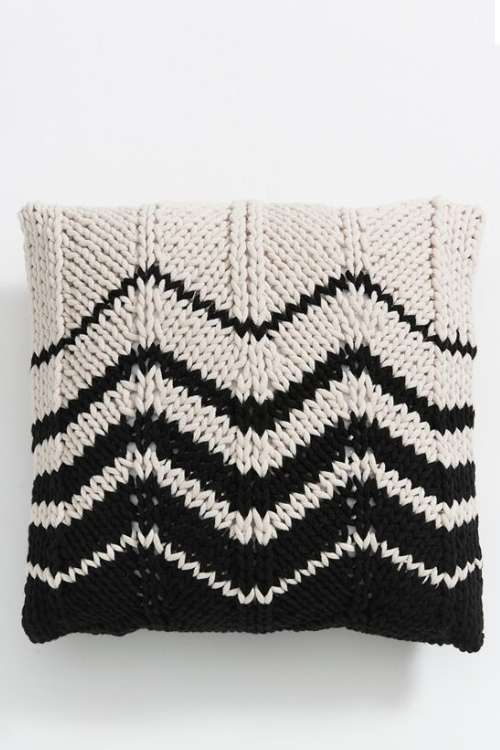 Decoration Cushion 45x45cm Handmade Pillow Geometric Black Ivory Knit Stipe Woven Home Pillow Square Including Inner filler