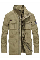 Cotton Denim Jackets Men Long Stand Collar Multi-pocket Casual Coat Military Men's Windbreakers Jacket