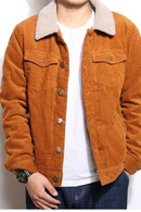 Winter Mens Denim Jacket Men Fleece Warm Corduroy Jackets Casual Male Stand Collar Windbreaker Bomber Jackets