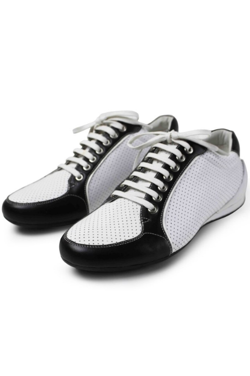 Summer Hot Sports Shoes Men White Lace-up Genuine Leather Shoe Casual Breathable Patchwork