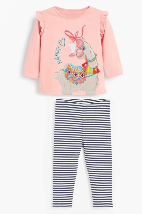 Baby Girls Fall Clothes Autumn Children Set Cotton Two Pieces Animal Suit Toddler Girl Alpaca Shirt + Striped Pants 2-7y