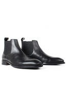 Black Chelsea Boots For Men Square Toe Slip-On Flat Handmade Leather Boots Men Patina Shoe