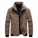 Winter Men's Bomber Jackets Casual Male Fur Collar Windbreaker Jacket Mens Fleece Warm Slim Corduroy Jackets Clothing