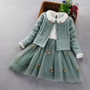 Ensemble de vêtements élégants pour filles, manteau de princesse + robe 2 pièces, costume de fête pour enfants, nouvelle collection printemps-automne