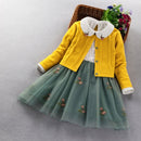 Ensemble de vêtements élégants pour filles, manteau de princesse + robe 2 pièces, costume de fête pour enfants, nouvelle collection printemps-automne