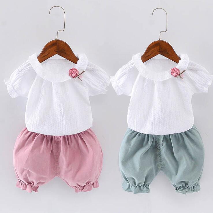 girls Summer outfits Toddler kids baby girls outfits cotton Tee Shorts Pants clothes