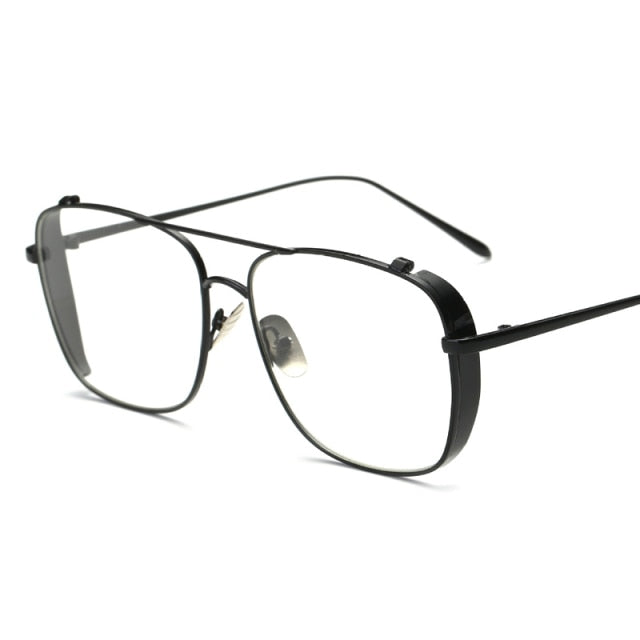 Oversized Glasses Frame Men Women New Luxury Retro Square Flat Mirror Gold Silver Frame Clear Lens Sunglasses UV400