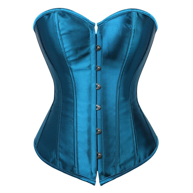 Corset Top Bustiers Overbust Satin Sexy Victorian Corsets Corselet Brocade Vintage Style Women Pink Green