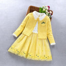 Ensemble de vêtements élégants pour filles, manteau de princesse + robe 2 pièces, costume de fête pour enfants, nouvelle collection printemps-automne