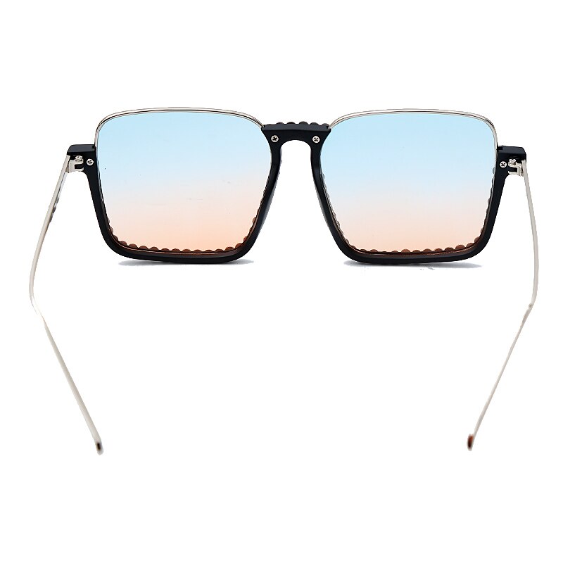 Diamond Square Sunglasses Women Clear Lens Crystal Frame Gradient Blue Tea Elegant Female Eyewear UV400