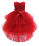 Girls Lace Belt tulle Party Dress Kids Elegent Sleeveless Lace Wedding Dress for Girls Tiered Christmas Princess Dresses