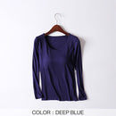 Femmes T-Shirts Buili-in Soutien-Gorge Rembourré Extensible Modal Tops T-shirts À Manches Longues Plaine Sexy Casual Printemps Automne