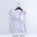 Femmes T-Shirts Buili-in Soutien-Gorge Rembourré Extensible Modal Tops T-shirts À Manches Longues Plaine Sexy Casual Printemps Automne