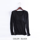 Femmes T-Shirts Buili-in Soutien-Gorge Rembourré Extensible Modal Tops T-shirts À Manches Longues Plaine Sexy Casual Printemps Automne