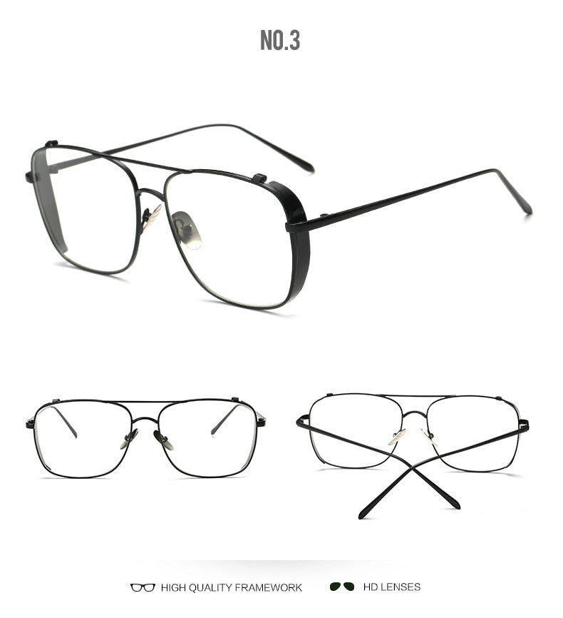 Oversized Glasses Frame Men Women New Luxury Retro Square Flat Mirror Gold Silver Frame Clear Lens Sunglasses UV400
