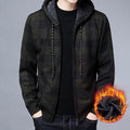 Winter Men's Sweaters Male Fleece Knitted Sweater Hooded Coats Casual Slim Fit Knitted Cardigan Jackets Clothing