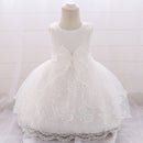 Embroidery Baby Girl Dress for Infant 6-24 Month Baby Girls First Year Birthday Dresses Beaded Flower Sleeveless Princes