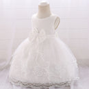 Embroidery Baby Girl Dress for Infant 6-24 Month Baby Girls First Year Birthday Dresses Beaded Flower Sleeveless Princes