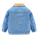 Manteau en Denim pour garçons et filles, doublure Sherpa, veste d'hiver épaisse pour enfants, vêtements d'extérieur en polaire pour filles