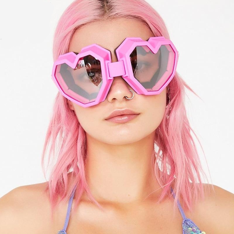 Heart Shaped Goggle Sunglasses One Piece Women Sunglasses Oversized Gradient Lens Brand Designer Eyeglass