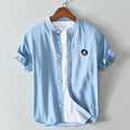 Men Blue Denim Shirts Summer New Thin Short Sleeve Jean Tops Male Pure Cotton Casual Cowboy Button Up Vintage Clothes