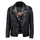 Vestes de Moto classiques Slim pour hommes, veste en cuir pour hommes, manteau de motard noir et blanc, automne hiver