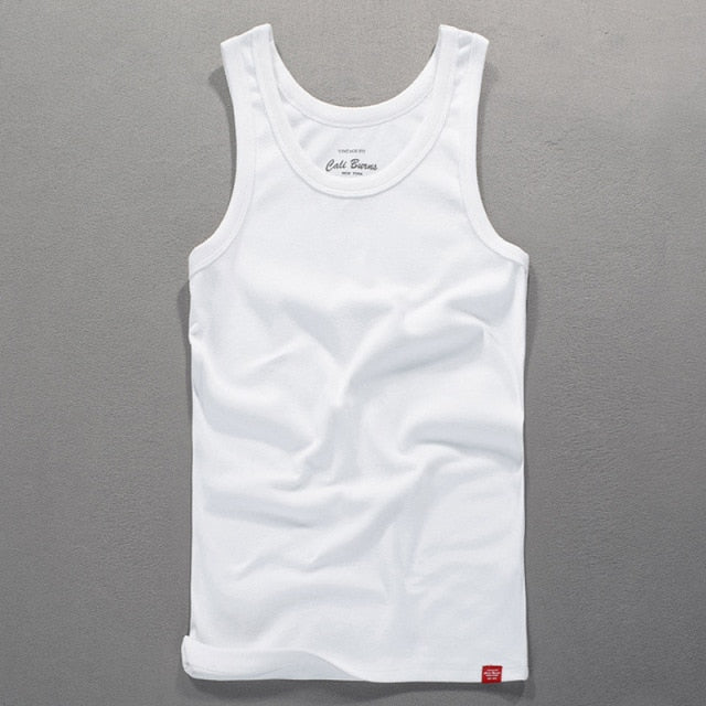 White Tank Top Gym Accessories Men Summer New Casual Solid Sleeveless Vest Male Pure Cotton Gym Shirt Jogger Waistcoat