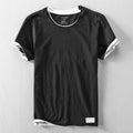 Two T-shirts for Men Retro Summer Cotton Solid Color Short Sleeve Tops Male Casual Simple Thin White Tee Clothing