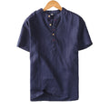 Pullover Shirts for Men Short Sleeve Linen Tops Summer Casual Turn-down Collar Vintage Designer Clothing