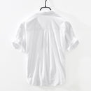 Chemise rayée à manches courtes pour hommes été nouveau coton lin décontracté hauts mâle lettre broderie vêtements