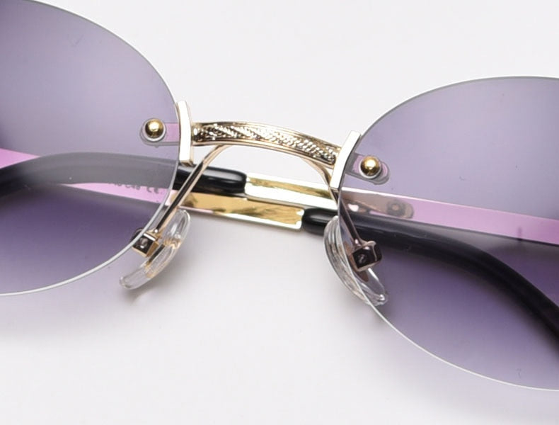 Rimless Round Sunglasses Men Women Oval Metal Frame Sunglasses Steampunk Retro Sun Glasses Women Luxury Eyewear Vintage