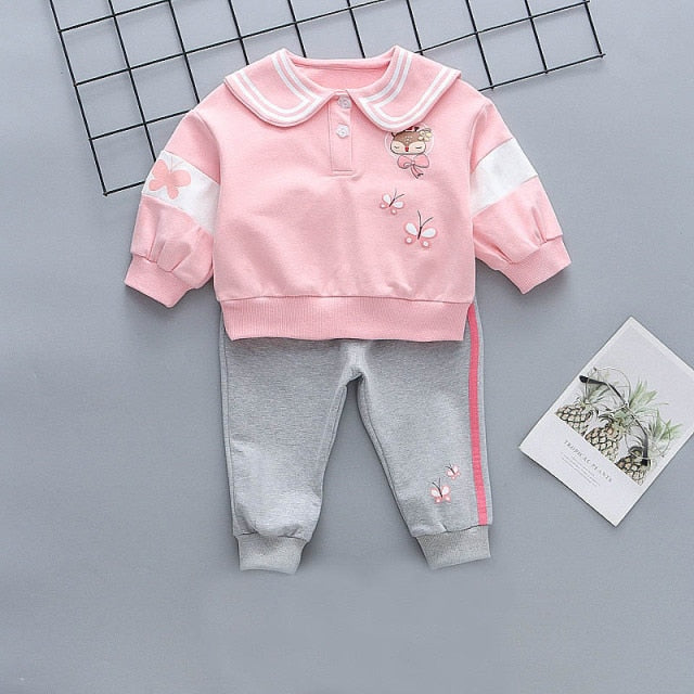 2PCS Baby Girls 1-3 years cotton cute Tracksuit Clothes long sleeve Top + Long Pants Outfits sets
