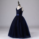 Elegant kids Dresses For Girls Formal Nary Blue A-line Dresses For Wedding Birthday Party Kids Clothing