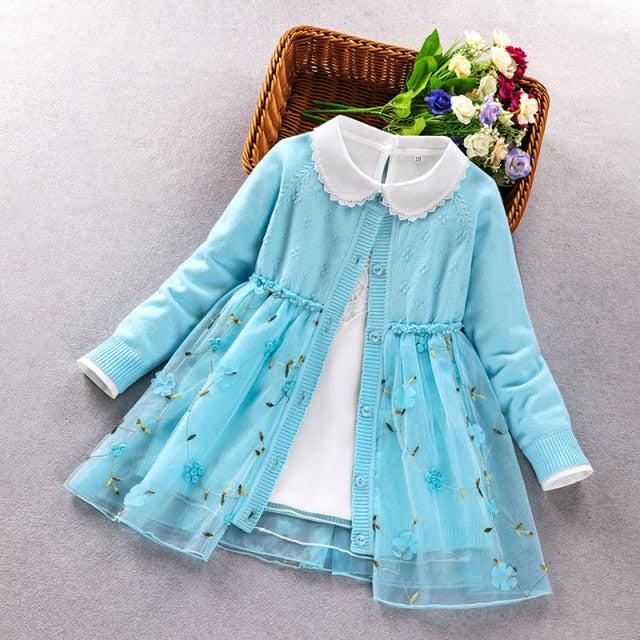 Girls Clothing Sets Autumn Winter Kids Long Sleeve pink blue red princess Suit for Girl Children Clothes size