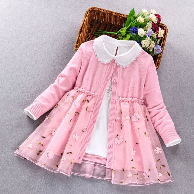 Girls Clothing Sets Autumn Winter Kids Long Sleeve pink blue red princess Suit for Girl Children Clothes size