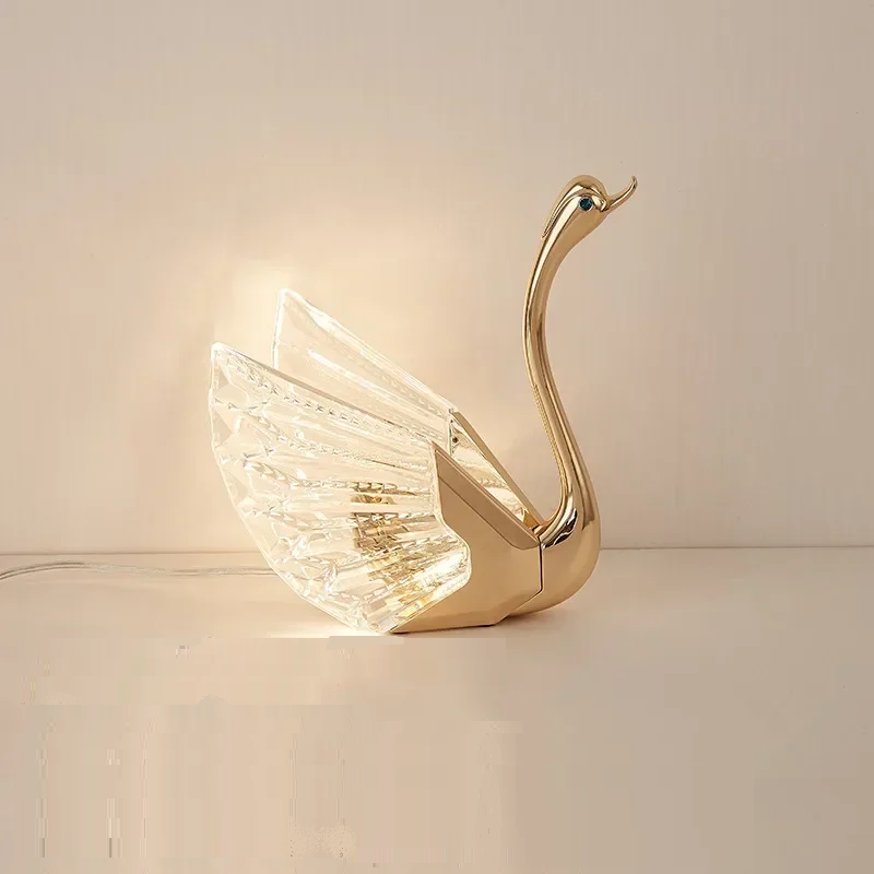 DORIAN Contemporary Swan Table Lamp LED Creative Golden Desk Light Decor For Home Bedroom