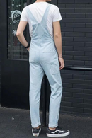 Men Jeans Slim Straight Denim Jumpsuits Casual Cargo Pants Light Blue Trousers Large