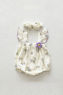 Summer Baby Girls Bodysuit One Piece Linen Baby Clothing Floral Ruffle Clothes With Headband