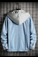 Mens Denim Jacket Ins Loose Fit Vintage Washed Hooded Jean Jacket Street Style Jackets With Hood For Men
