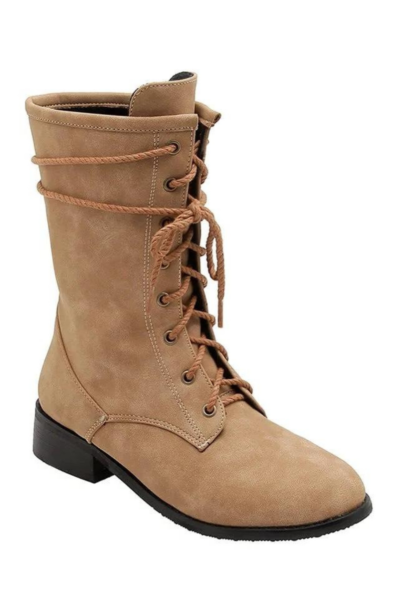 Winter Boots Square Med Heels Martin Boots Street Style Ladies Mid Calf Boots