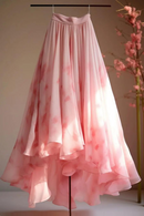 Summer Pink Skirt Women High Street Sweet Chic Asymmetrical Skirt