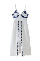 Embroidery Backless Sling Maxi Dress Deep Single Breasted Split Dresses