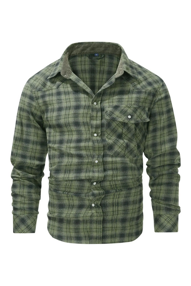 Mens Flannel Plaid Striped Button Shirt Tactical Retro Western Shirt Streetwear