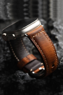 Handmade Leather Strap for iWatch Apple Genuine Leather Ultra2 49MM 44MM 42MM Brown Vintage Aged Watch Strap