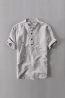 Men Pullover Linen Shirts Men Casual Shirts Slim fit Solid Mandarin Collar Shirts Men