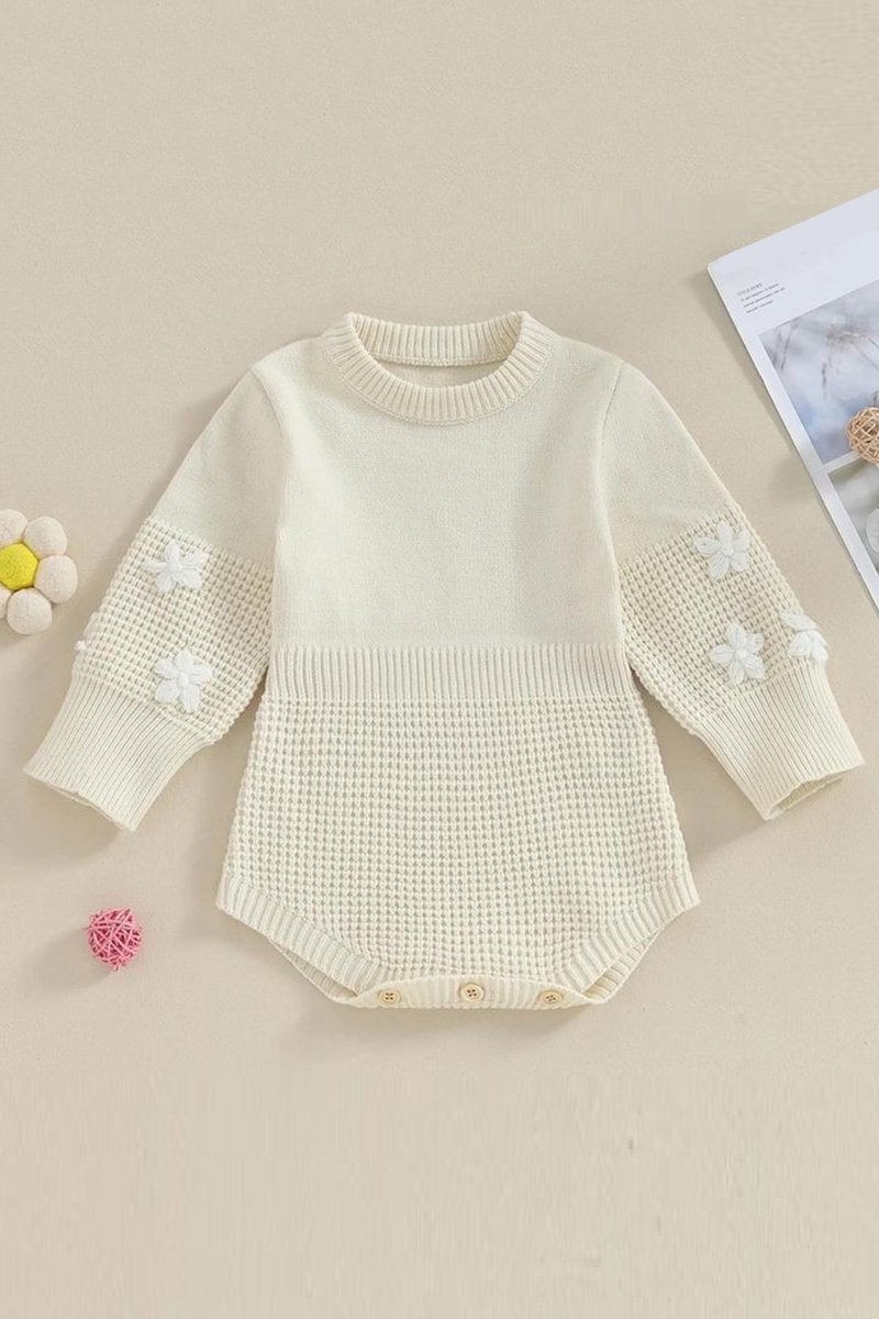 Autumn Infant Baby Girls Winter Bodysuit Long Sleeve Embroidery Sweater Jumpsuit Spring Clothes