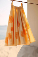 Elegant Floral Silk Satin Skirt Women High Waist Pleated Skirts Casual Holiday