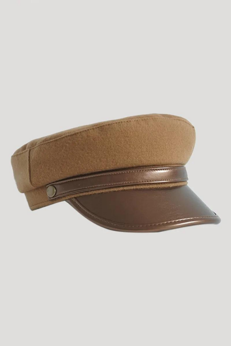 Newsboy Caps Autumn Winter Women Caps Warm Leather Brim Patchwork Wool Cap